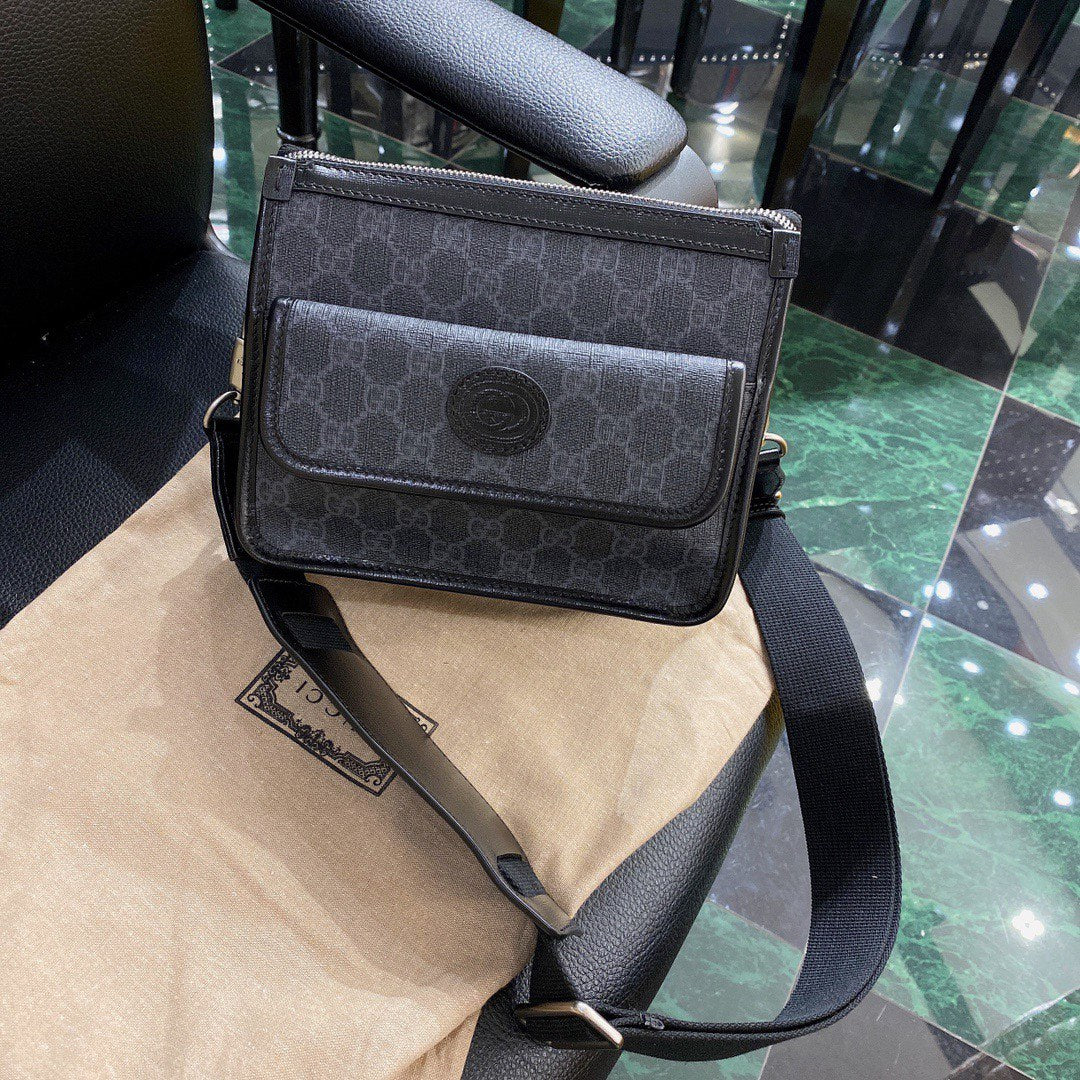 GG Small 21 Crossbody Bag With Tag In Black Canvas