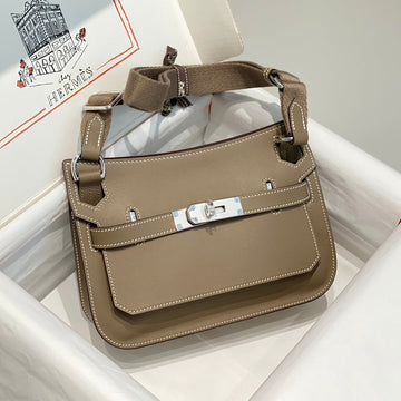 HM Jypsiere Shoulder Bag 23 In Wood Brown Calfskin Silver Hardware