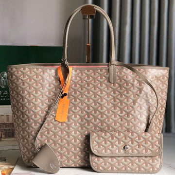 Saint Louis Pm 34 In Grey Mix Pink Goyardine Canvas And Calfskin