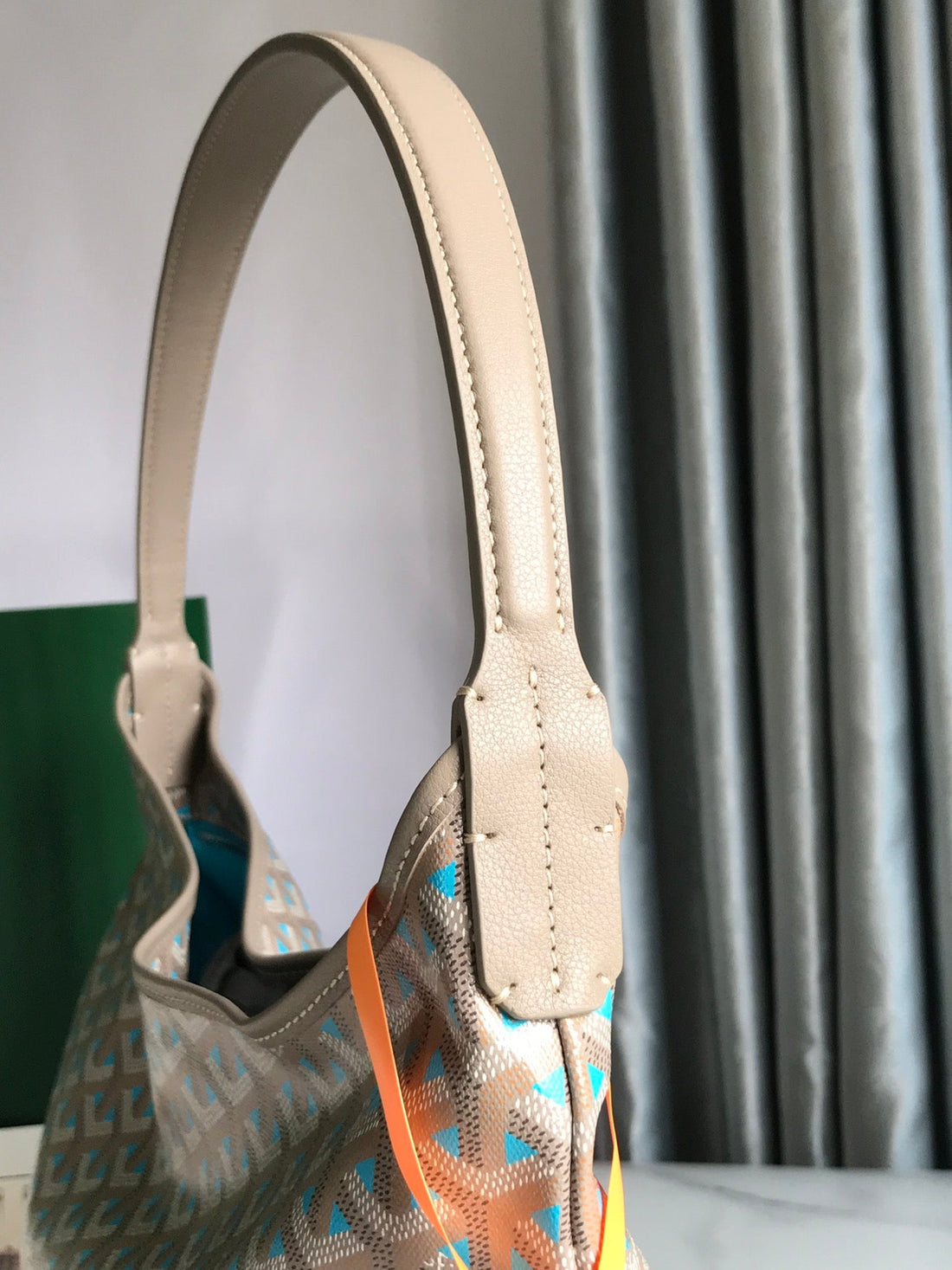 Goyard Boheme Hobo Bag 42CM Turquoise Canvas & Cafskin