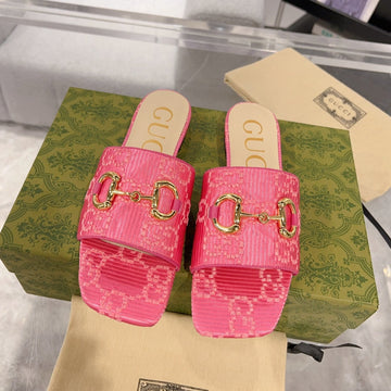 GG Chunky Slide Sandal Bright Pink Calfskin