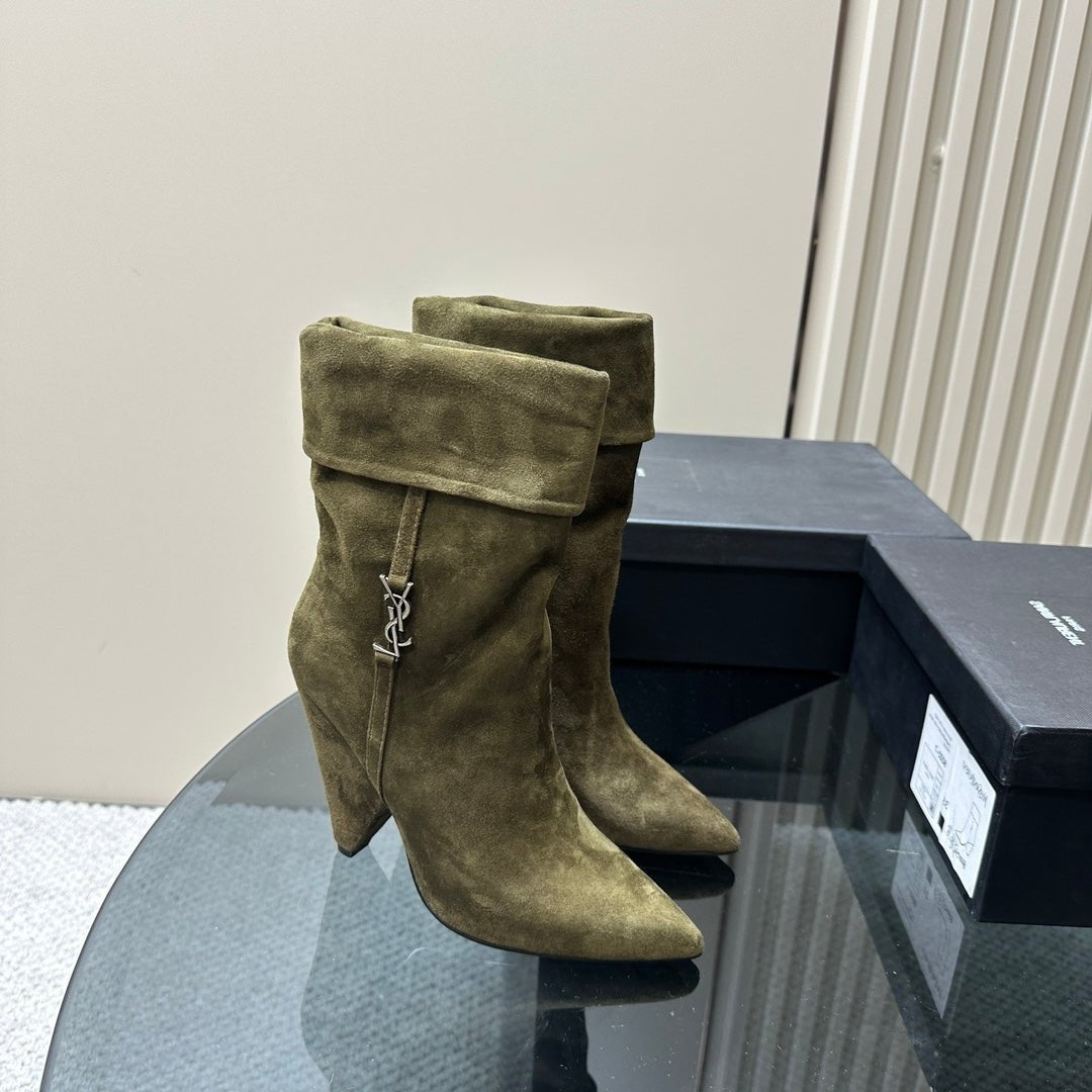 Sl Niki Booties Olive Suede
