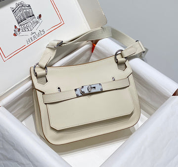 Kelly 23CM Jypsiere White Leather Crossbody Bag Shw