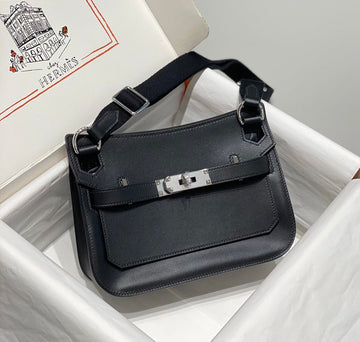Kelly 23CM Jypsiere Black Leather Crossbody Bag Shw