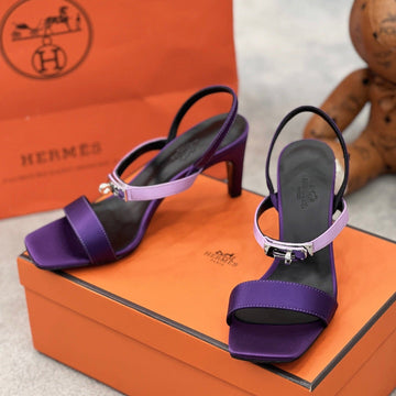 Hm Glamour 75 Violet Silk Fabric Black Calfskin