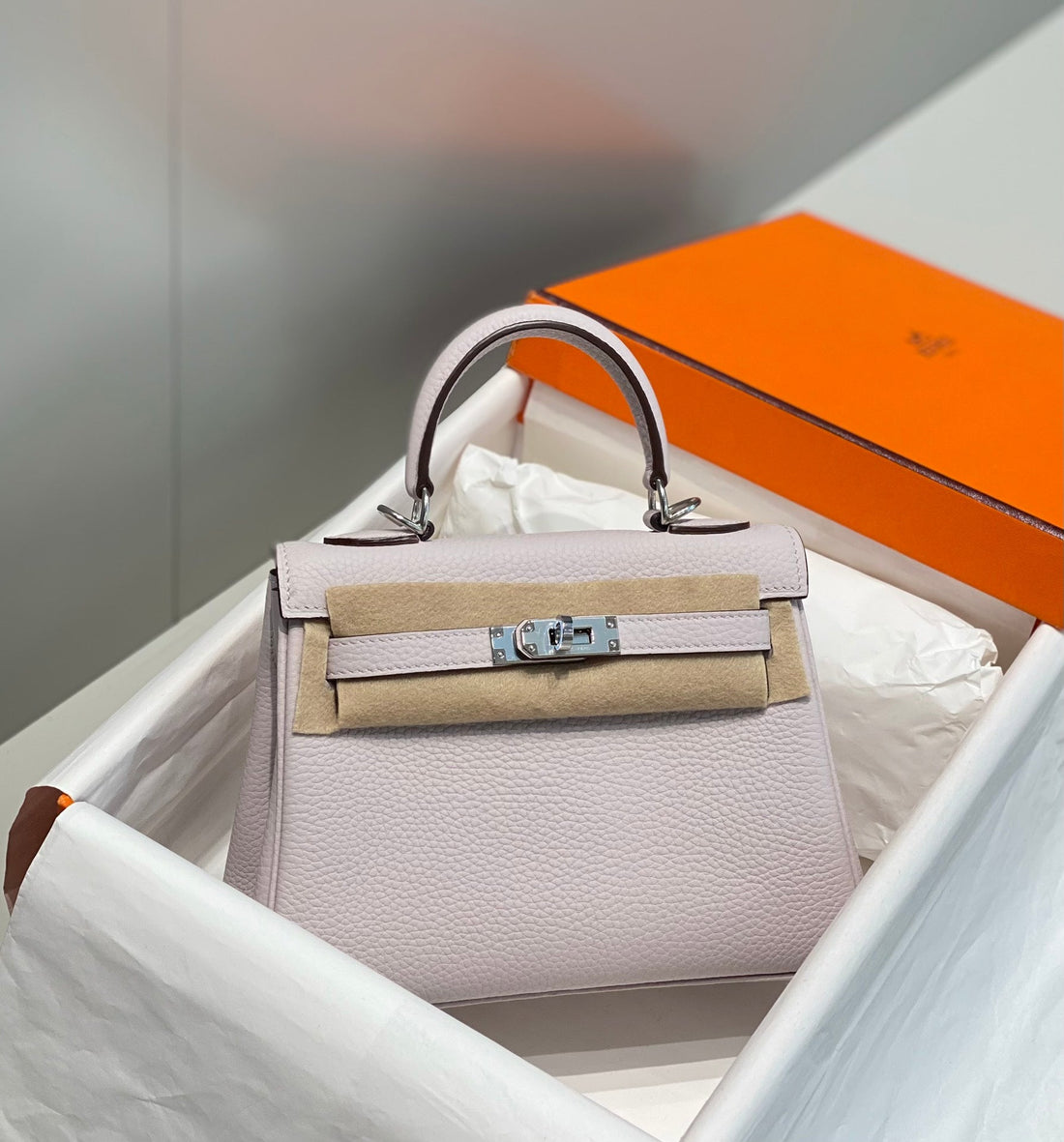 HM Mini Kelly 20CM Pink Togo Leather Silver Hardware