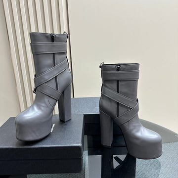 Sl Ankle Buckle Boot Platform Porpoise Calfskin