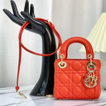Micro Lady 12 Bag In Scarlet Red Lambskin