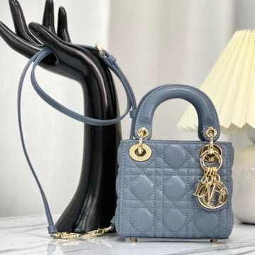 Micro Lady 12 Bag In Blue Sapphire Lambskin