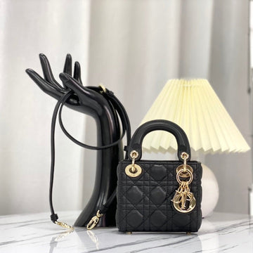 Micro Lady 12 Bag In Black Lambskin