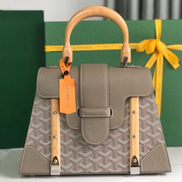 Saïgon Pm Bag 28 In Grey Goyardine Canvas And Calfskin
