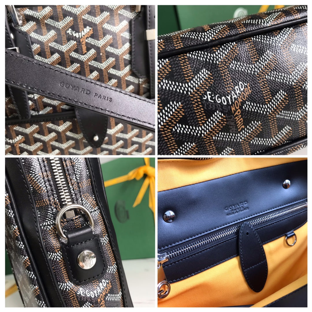 Ambassade Document Case 35 In Black Goyardine Canvas