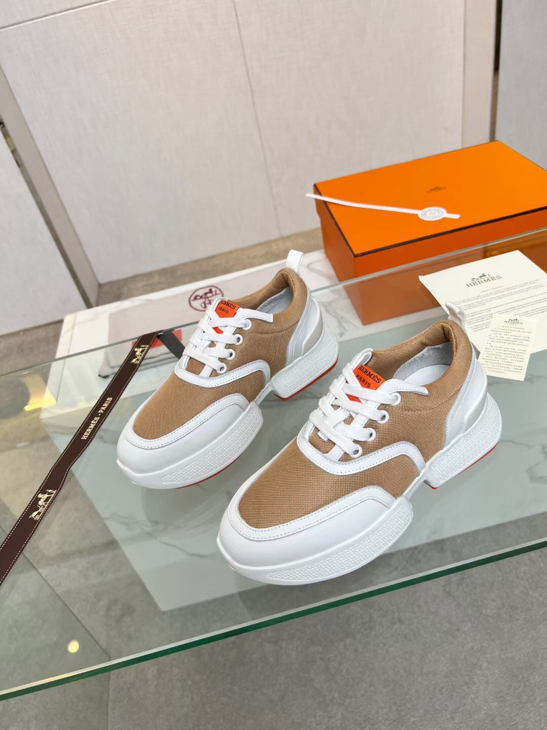Giga Sneaker Caramel Mix White Calfskin