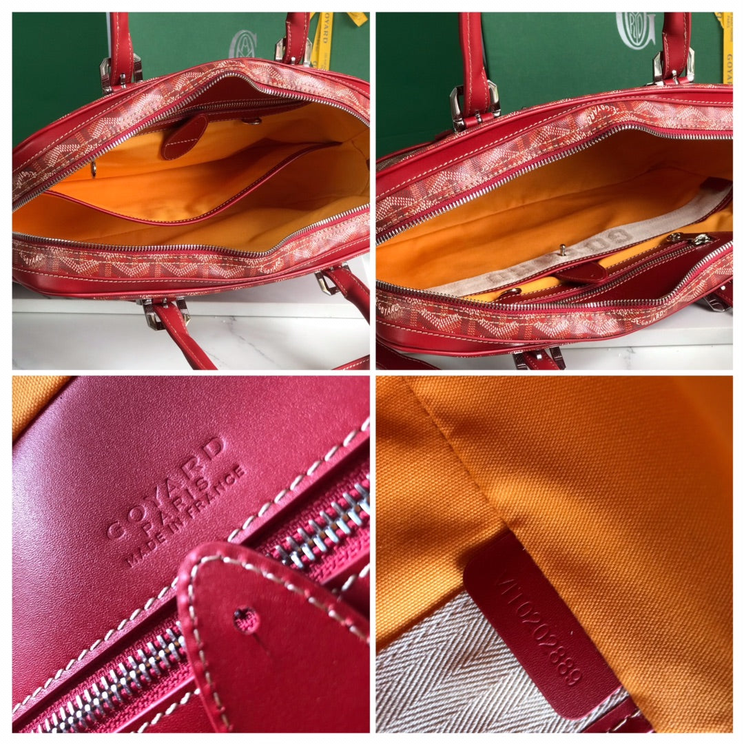 Ambassade Document Case 35 In Classic Red Goyardine Canvas