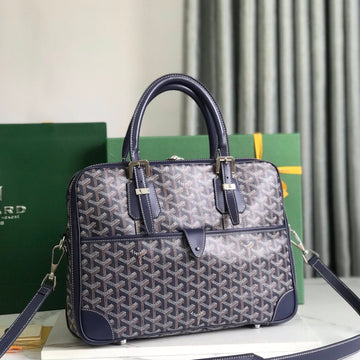 Ambassade Document Case 35 In Navy Blue Goyardine Canvas
