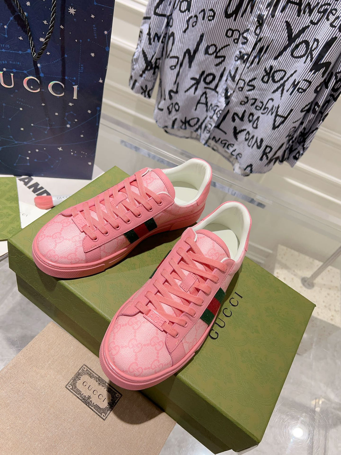 GG Ace GG Supreme Trainer Bright Pink Calfskin