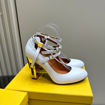 Fendi Delfina High-Heeled 85 Mm Sandal In White Lambskin