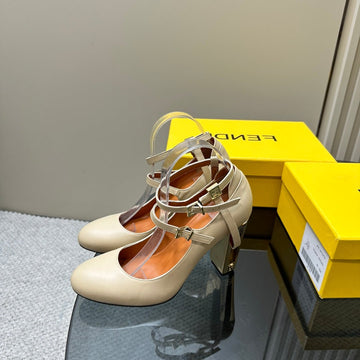 Fendi Delfina High-Heeled 85 Mm Sandal In Beige Lambskin