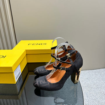 Fendi Delfina High-Heeled 85 Mm Sandal In Black Monogram Ff Canvas