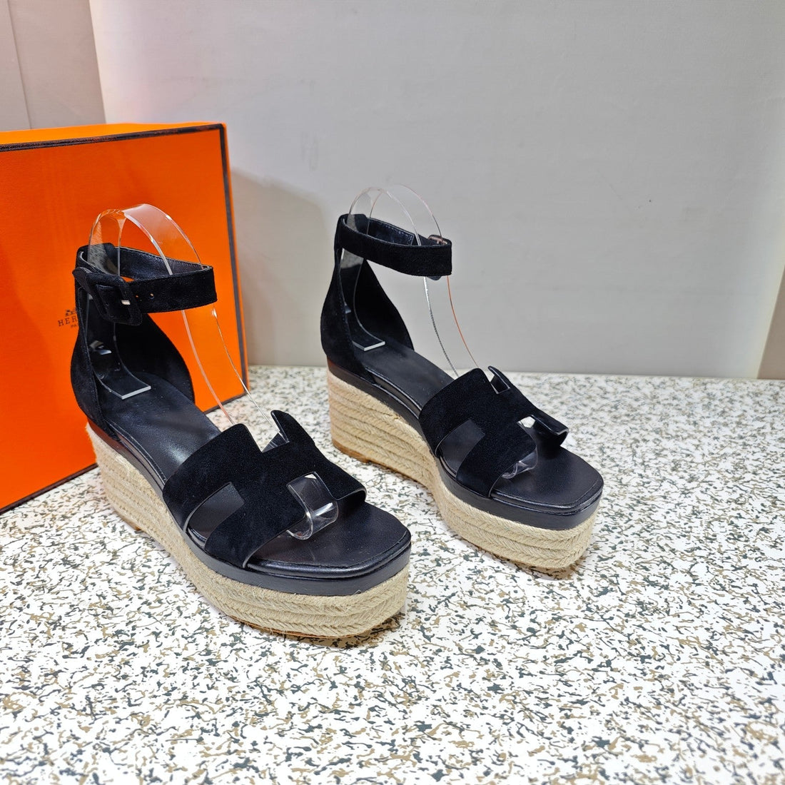 Elda Espadrille 80 Black Suede