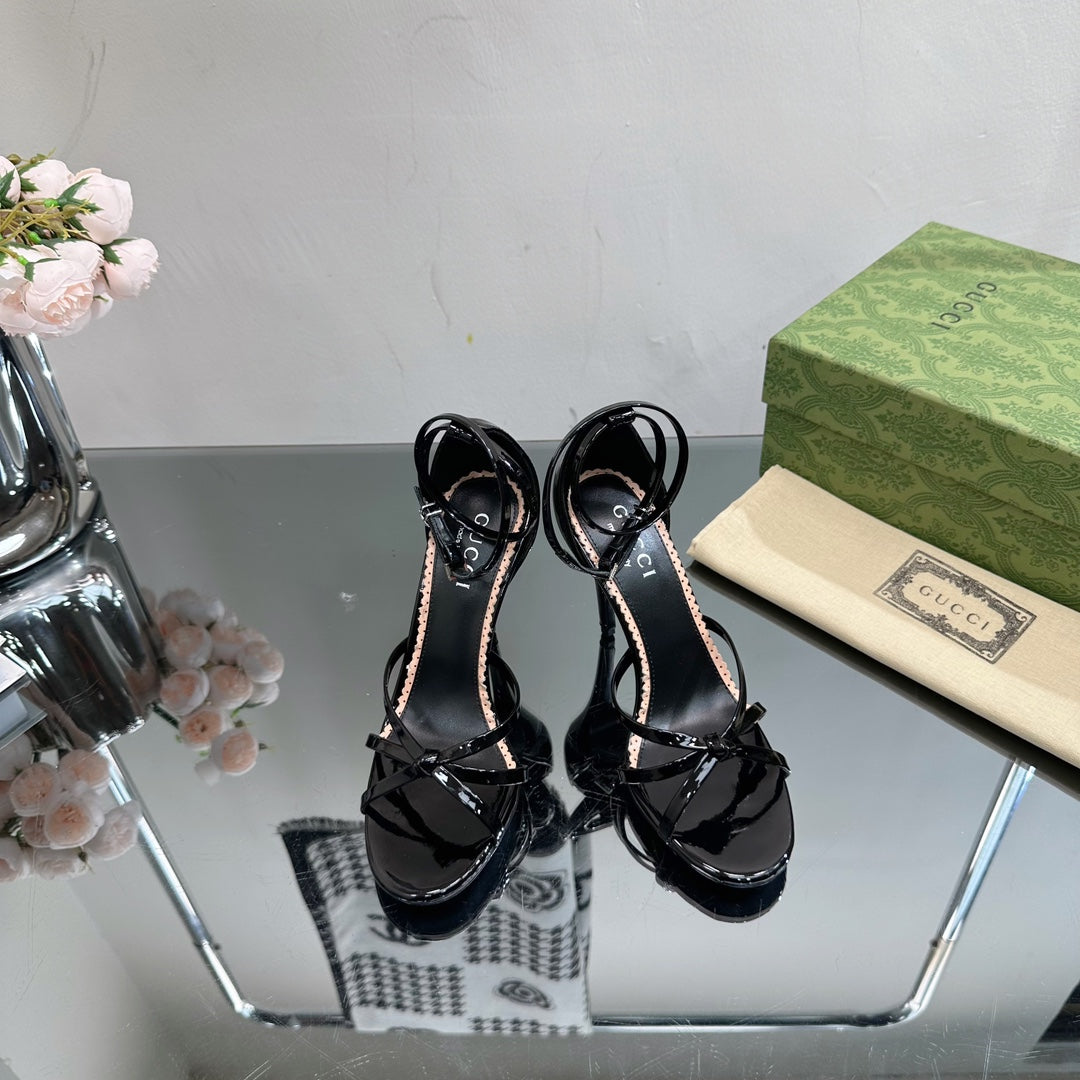 GG 105 Strappy Sandal Black Lambskin