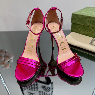 GG 105 High Heel Sandal Metallic Purple Lambskin