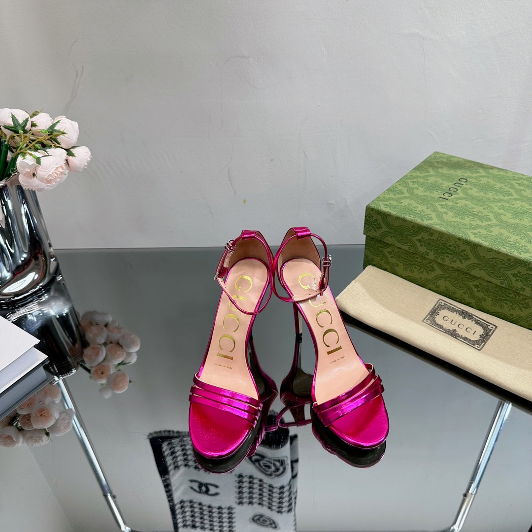 GG 105 High Heel Sandal Metallic Purple Lambskin