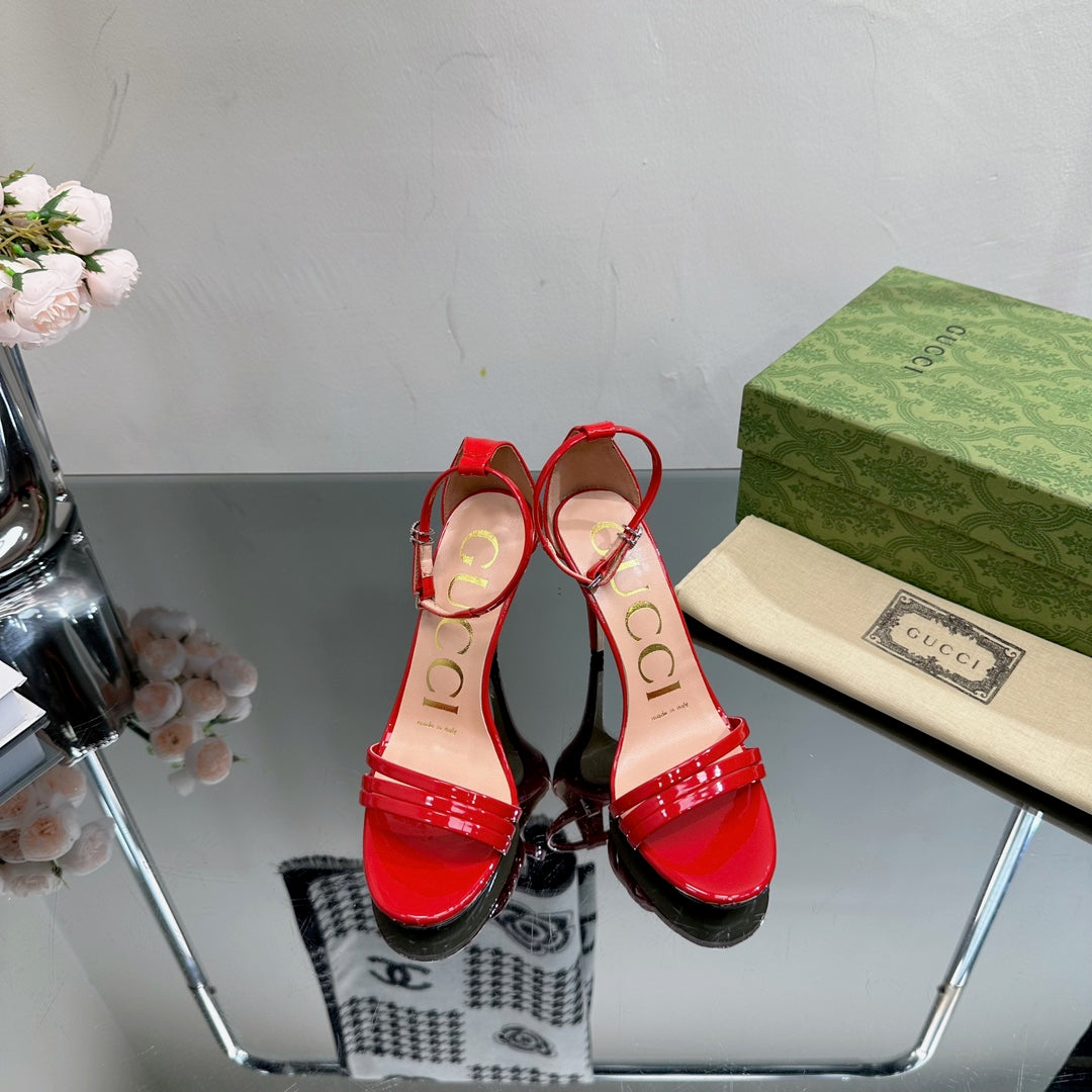 GG 105 High Heel Sandal Crimson Lambskin