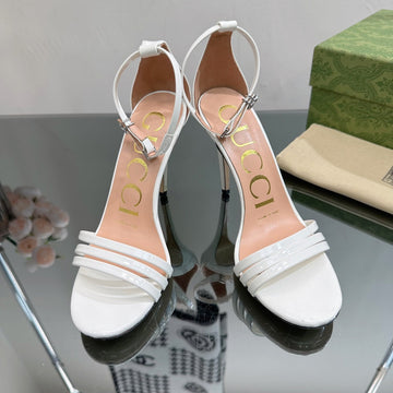 GG 105 High Heel Sandal White Lambskin