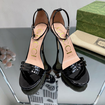 GG 105 High Heel Sandal Black Lambskin