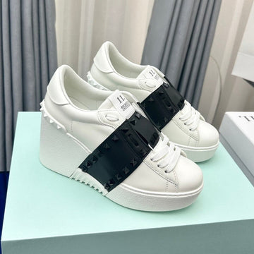 Flatform Rockstud Untitled Sneaker In White Mix Black Calfskin