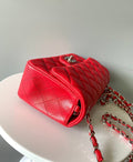 MINI RECTANGLE FLAP BAG 20CM RED CAVIAR SILVER HARDWARE Bags Bible