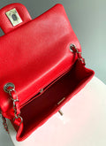 MINI RECTANGLE FLAP BAG 20CM RED CAVIAR SILVER HARDWARE Bags Bible