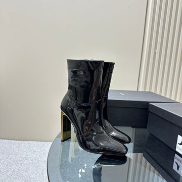 Sl Auteuil Heeled Ankle Boot Black Polished Calfskin