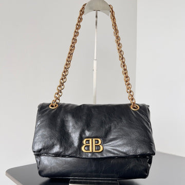 Monaco Small Bag 28 In Black Arena Calfskin Gold Hardware