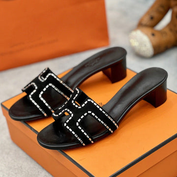 0RAN 45 Sandal Black Suede Goatskin