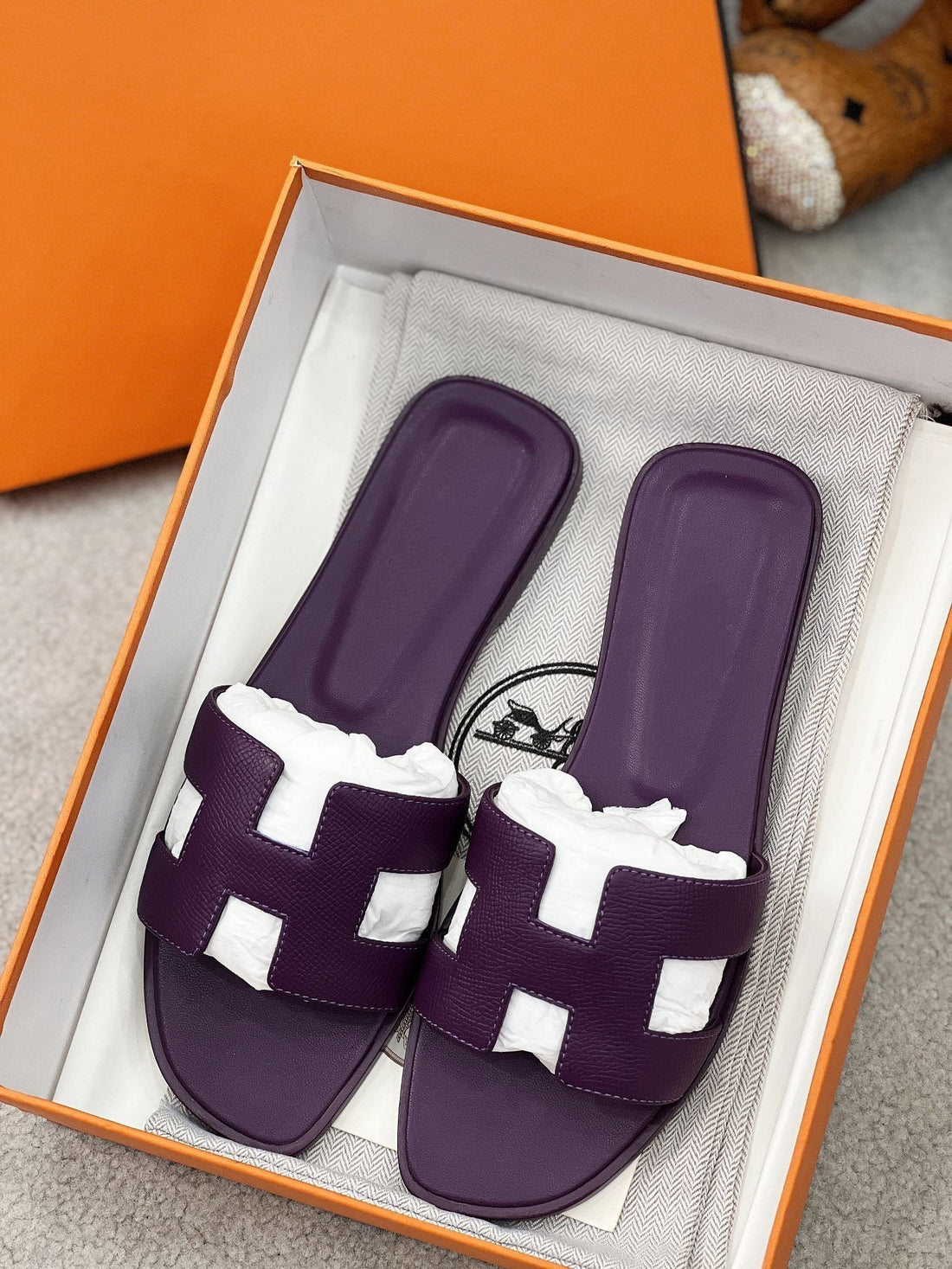 0RAN Sandal Dark Purple Epsom Goatskin