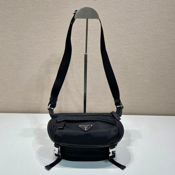 Prada Mini Messenger Bag 20CM Black Re-Nylon Leather