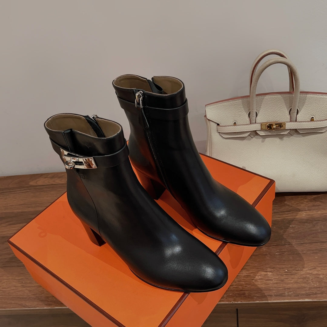 Hm Saint Germain Ankle Boot Black Calfskin