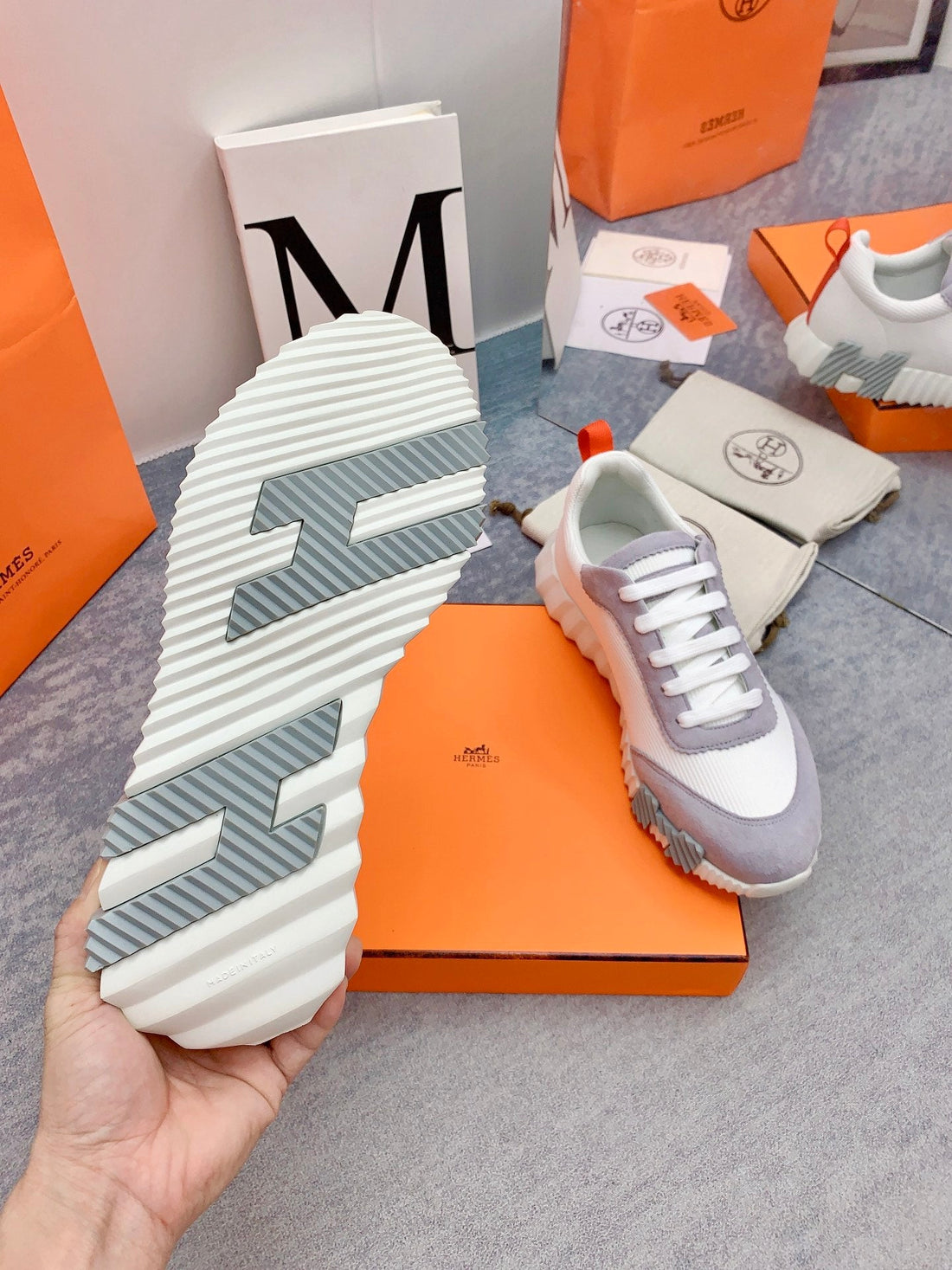 Hm Bouncing Sneaker In Grey Mesh Fabric 106455