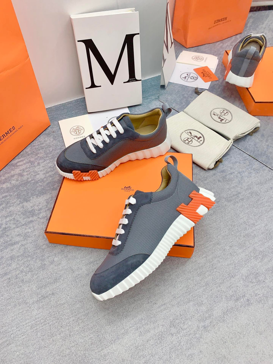 Hm Bouncing Sneaker In Dark Grey Mesh Fabric 106461