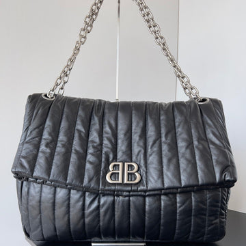 Monaco Bag 43 In Black Quilted Thin Calfskin Silver Hardware
