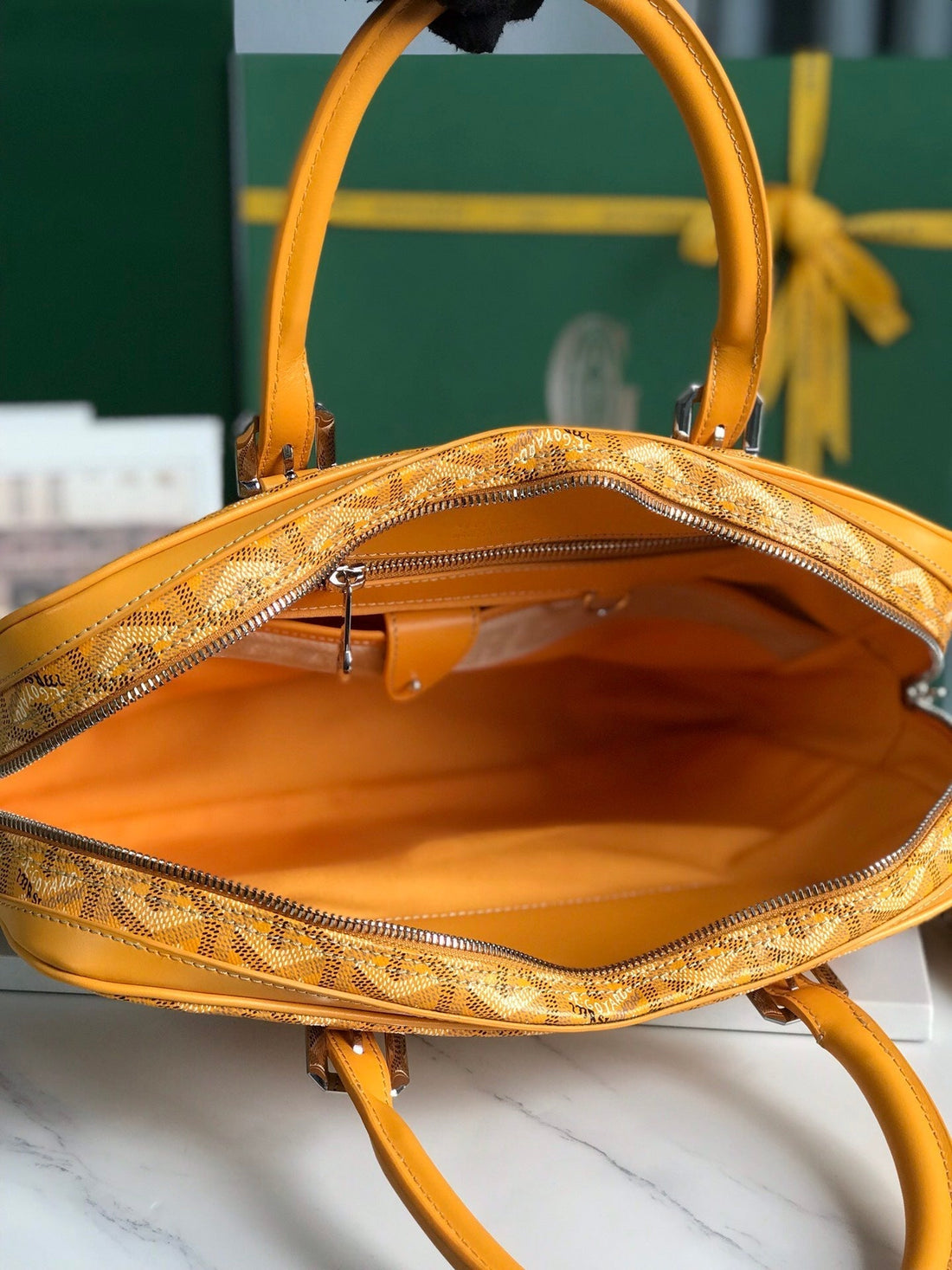 Ambassade Document Case 35 In Yellow Goyardine Canvas