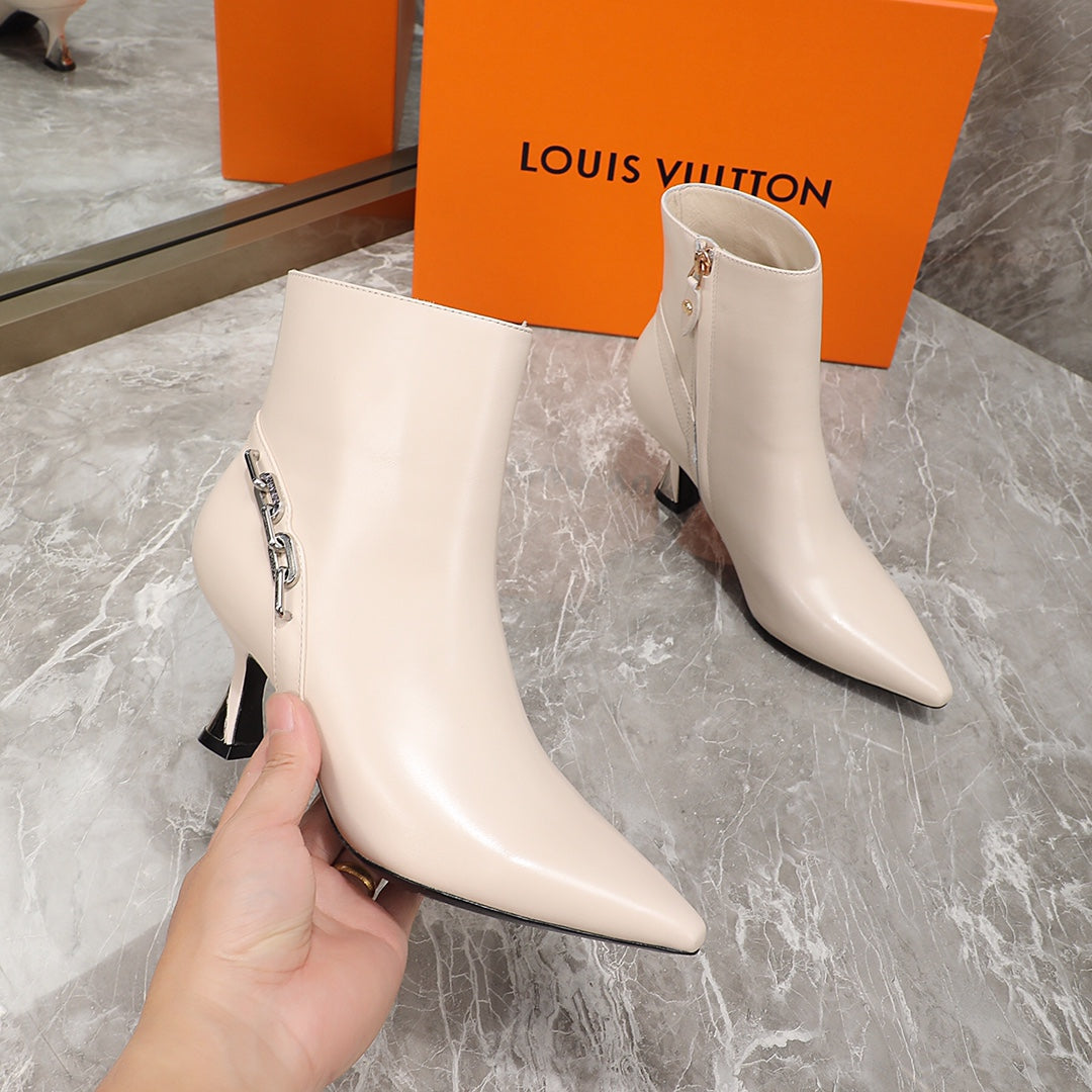 LV Sparkle Ankle Boot 65MM Beige Lambskin