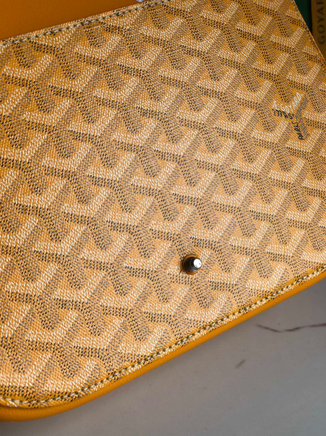 233 Bag 25 In Yellow Calfkin And Goyardine Canvas