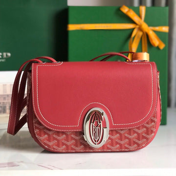 233 Bag 25 In Classic Red Calfkin And Goyardine Canvas
