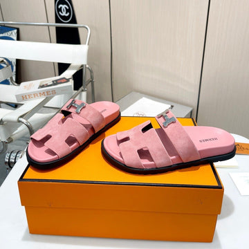 Hm Chypre Sandal Light Pink With H-Buckle Suede