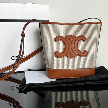 Bucket Cuir Triomphe 24 Calfskin Beige Brown Caro