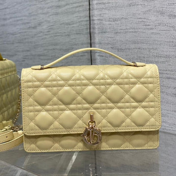 Mini Bag 24 In Light Yellow Patent Cannage Calfskin