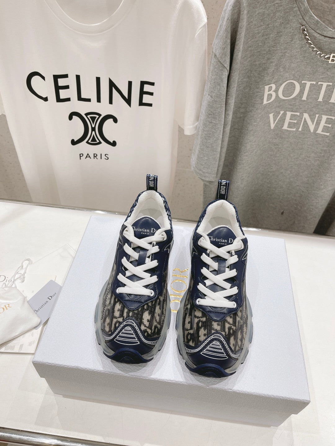 CD Vibe Sneaker Charcoal Blue Black Polyester Mesh Fabric And Oblique Jacquard Fabric
